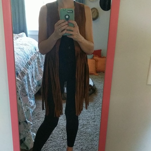 NWOT faux suede leather fringe vest boho cowgirl - Picture 5 of 5